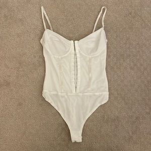 Free People White Mesh Corset bodysuit Size XS